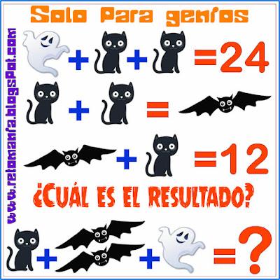 Desafíos matemáticos, Retos matemáticos, Problemas matemáticos, Acertijos matemáticos, Descubre el número, Descubre el resultado, Día de Halloween, Día de las Brujas y las matemáticas, Retos Halloween, Matemáticas y Halloween