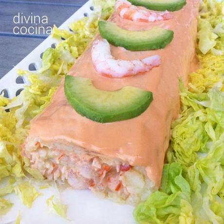 Brazo gitano de puré con mariscos Brazo gitano de puré con mariscos