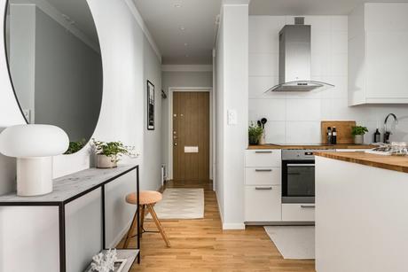 delikatissen white scandi kitchen tiny kitchen tiny apartment scandi kitchen open-plan open kitchen cocina pequeña diseño cocina nórdica abierta cocina escandinava cocina con península cocina blanca  