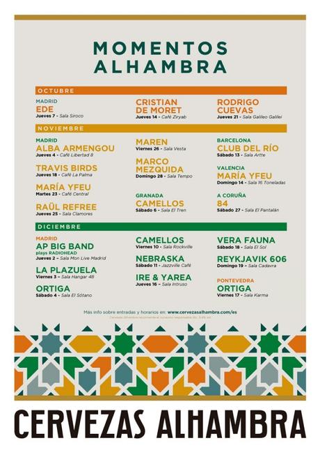 Programación de conciertos de Momentos Alhambra en otoño de 2021