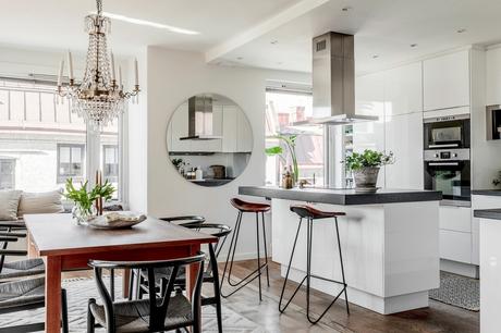 delikatissen scandinavian kitchen scandinavian apartament scandi style modern scandi decor kitchen island distribución abierta decoración nórdica decoración moderna cocina con isla cocina abierta apartamento sueco  