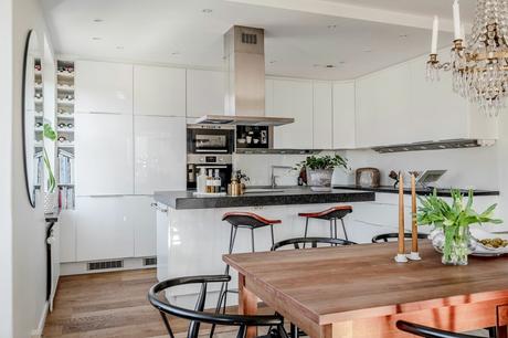 delikatissen scandinavian kitchen scandinavian apartament scandi style modern scandi decor kitchen island distribución abierta decoración nórdica decoración moderna cocina con isla cocina abierta apartamento sueco  