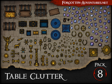 Table Clutter - Pack 8 y Dungeon Decor - Pack 11, de ForgottenAdventures