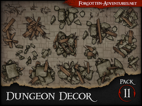 Table Clutter - Pack 8 y Dungeon Decor - Pack 11, de ForgottenAdventures