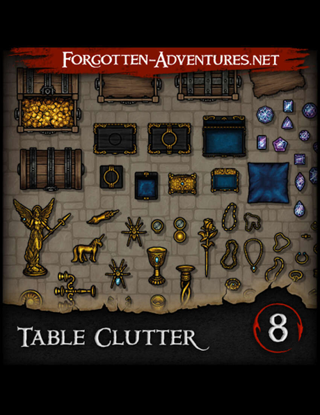 Table Clutter - Pack 8 y Dungeon Decor - Pack 11, de ForgottenAdventures
