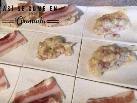 Pañuelos de hojaldre y bacon Pañuelos de hojaldre y bacon