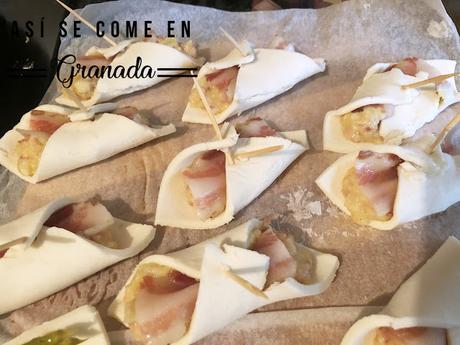 Pañuelos de hojaldre y bacon Pañuelos de hojaldre y bacon