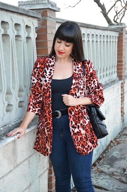 Red Leopard Print Blazer | Shein