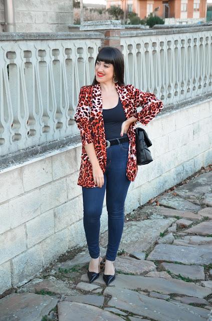 Red Leopard Print Blazer | Shein