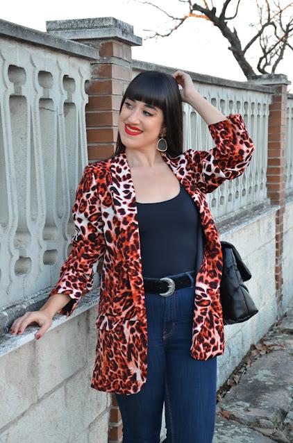 Red Leopard Print Blazer | Shein