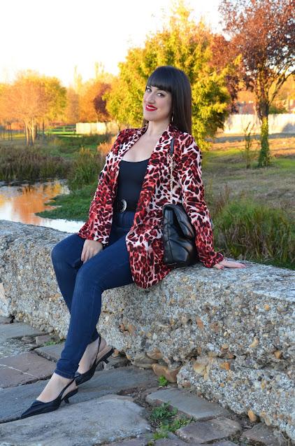 Red Leopard Print Blazer | Shein