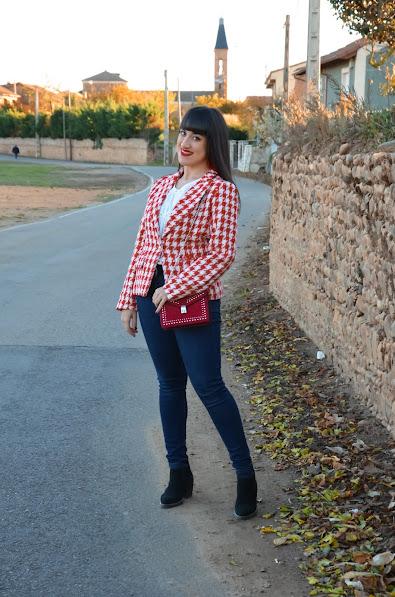Blazer pata de gallo rojo Blazer pata de gallo rojo