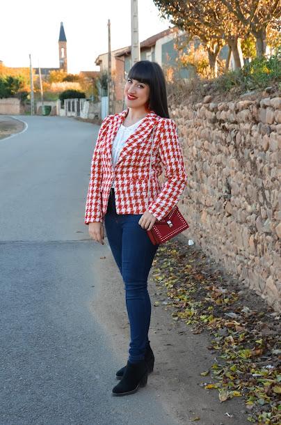 Blazer pata de gallo rojo Blazer pata de gallo rojo