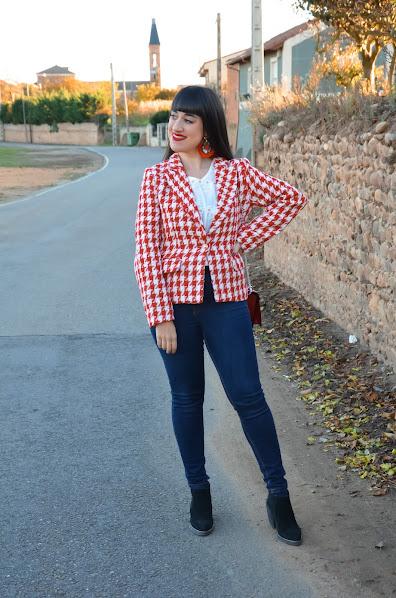 Blazer pata de gallo rojo Blazer pata de gallo rojo