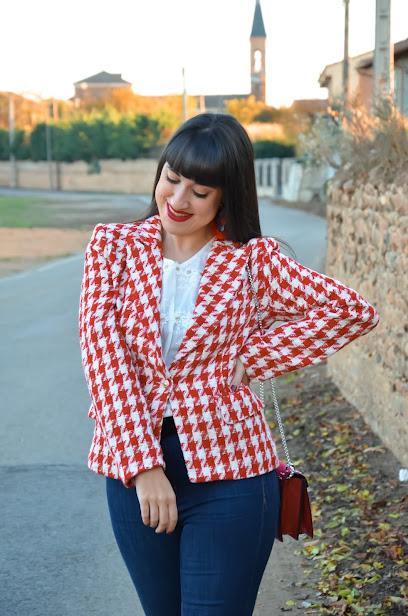 Blazer pata de gallo rojo Blazer pata de gallo rojo