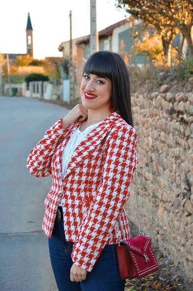 Blazer pata de gallo rojo Blazer pata de gallo rojo