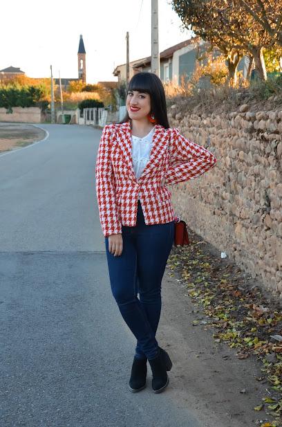 Blazer pata de gallo rojo Blazer pata de gallo rojo