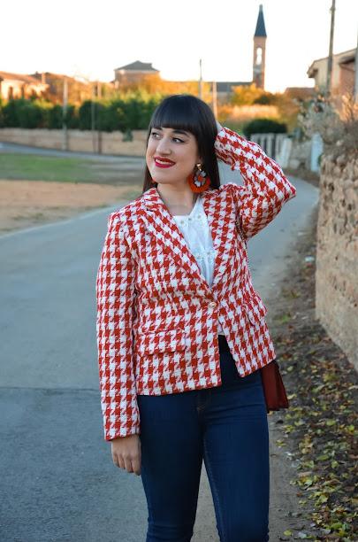 Blazer pata de gallo rojo Blazer pata de gallo rojo