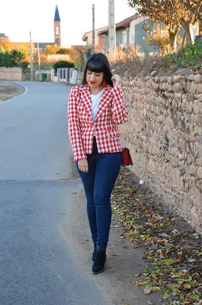 Blazer pata de gallo rojo Blazer pata de gallo rojo