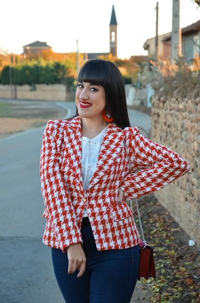 Blazer pata de gallo rojo Blazer pata de gallo rojo