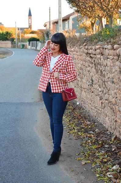 Blazer pata de gallo rojo Blazer pata de gallo rojo