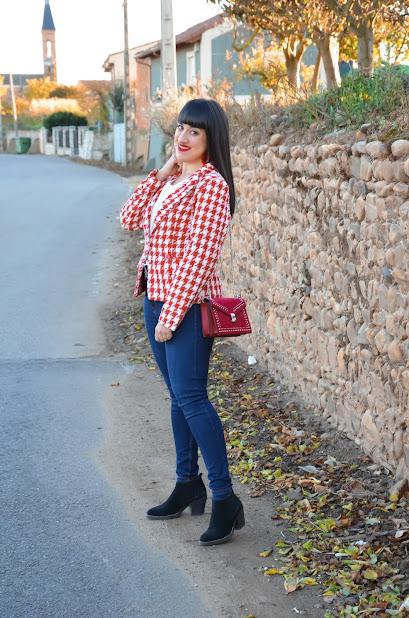Blazer pata de gallo rojo Blazer pata de gallo rojo