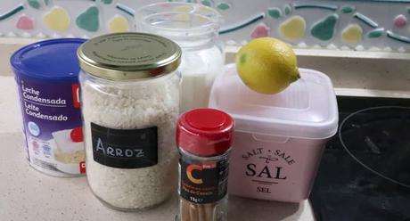 Los ingredientes para hacer arroz con leche condensada en Thermomix