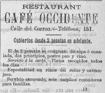 1894: Restaurant Café Occidente