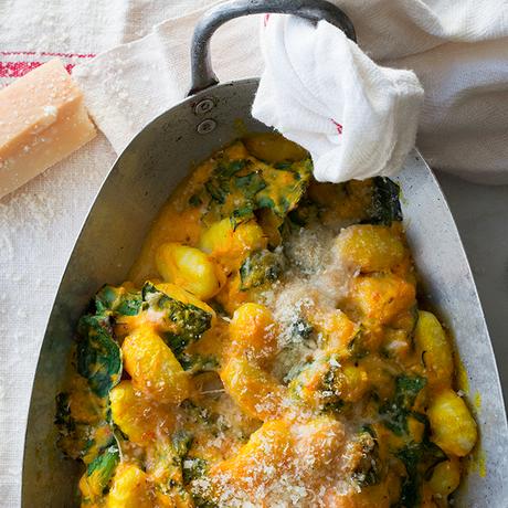 GNOCCHI AL HORNO CON CREMA DE CALABAZA Y ESPINACAS