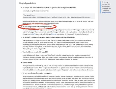 ¿Cómo detectar una mala agencia SEO ? No One Can Guarantee A #1 Ranking On Google