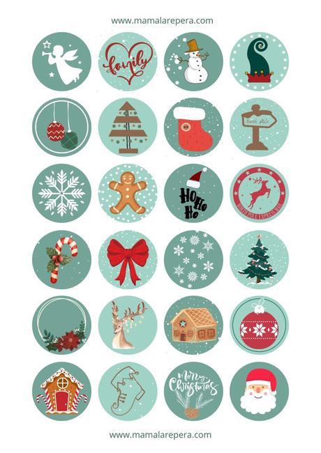 Pegatinas para imprimir Calendario Adviento Pegatinas para imprimir Calendario Adviento