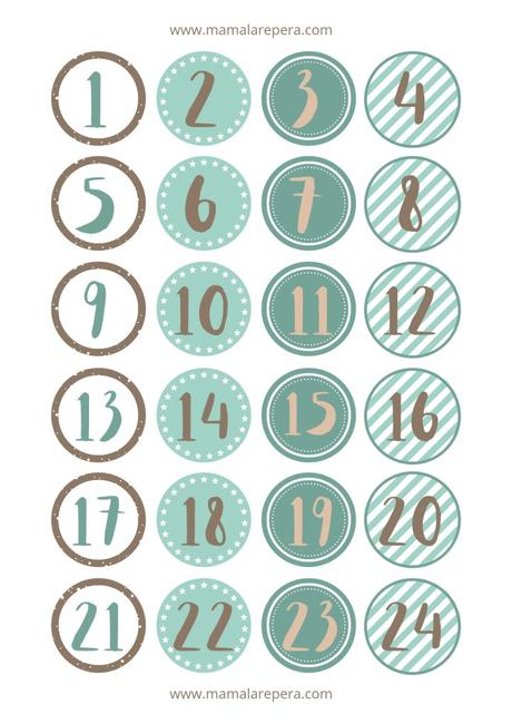Pegatinas para imprimir Calendario Adviento Pegatinas para imprimir Calendario Adviento