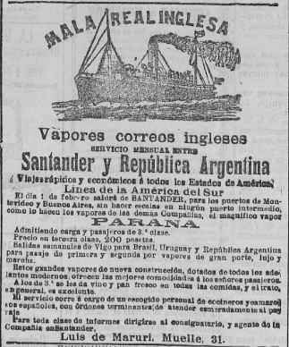 Mala Real Inglesa: vapores entre Santander y la República Argentina