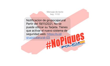 La Policía Nacional alerta: Si te llega este SMS de Caja Rural, es una estafa