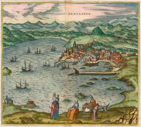 Puzzle online del mapa de Santander de Braun y Hogenberg (1575)