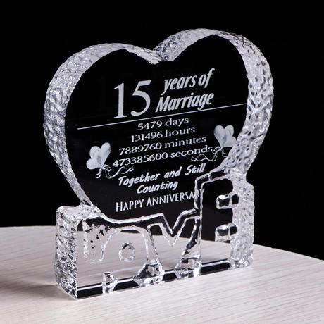 Marco grabado láser de cristal K9, 15 ° aniversario de boda, regalo para  parejas, 2D, 15 años, feliz aniversario|Obsequios para fiestas| - AliExpress