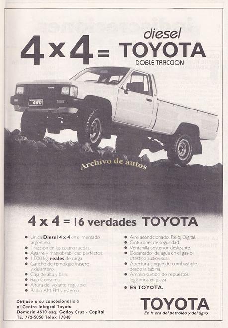 Toyota Hilux 4WD publicitada en Argentina a mediados del año 1986