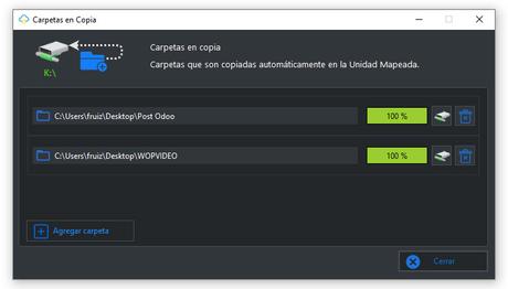 Carpetas en copia desde local a unidad mapeada en la nube