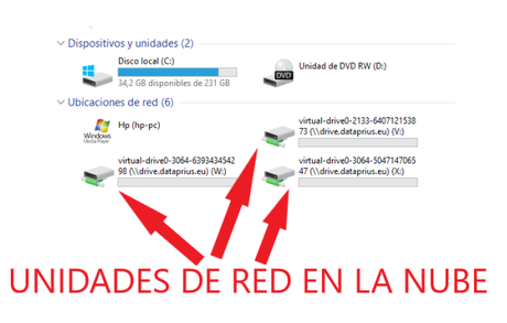 Unidades de red mapeadas en la nube
