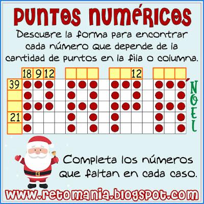 RETOS MATEMÁTICOS - NAVIDAD Puntos numéricos, Puntos Navidad, Descubre el número, El número oculto, ¿Cuál es el número que falta?, Matemática y Navidad, Desafíos matemáticos, Retos matemáticos, Problemas matemáticos