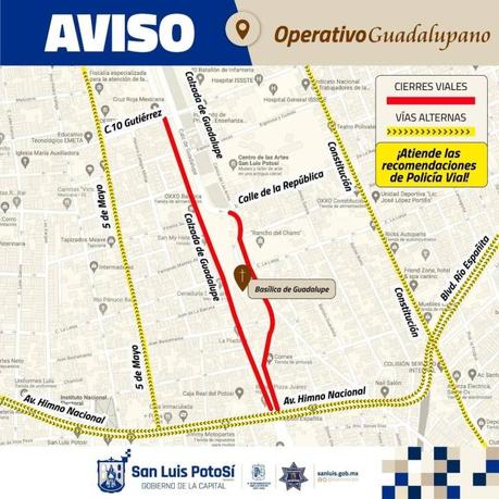 Realizan cierre de calles aledañas al Santuario por fiesta Guadalupana Realizan cierre de calles aledañas al Santuario por fiesta Guadalupana