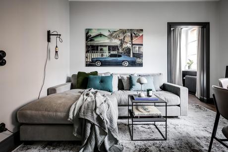 delikatissen tiny scandinavian apartament men´s decor grey black scandi decor estilo nórdico para chicos estilo nórdico oscuro estilo nórdico neutros estilo nórdico moderno estilo nórdico masculino dark scandinavian style  