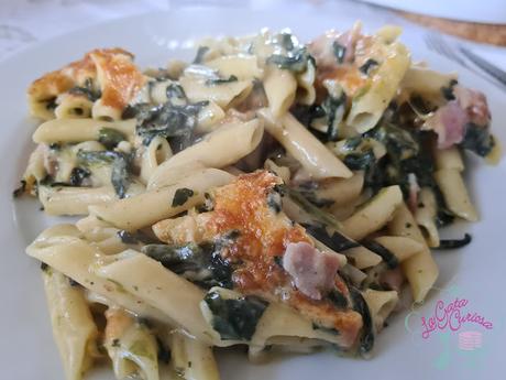 MACARRONES GRATINADOS CON ESPINACAS Y BACON MACARRONES GRATINADOS CON ESPINACAS Y BACON