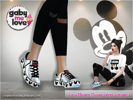 Zara Mickey Mouse Silver Sneakers (Sims 4)