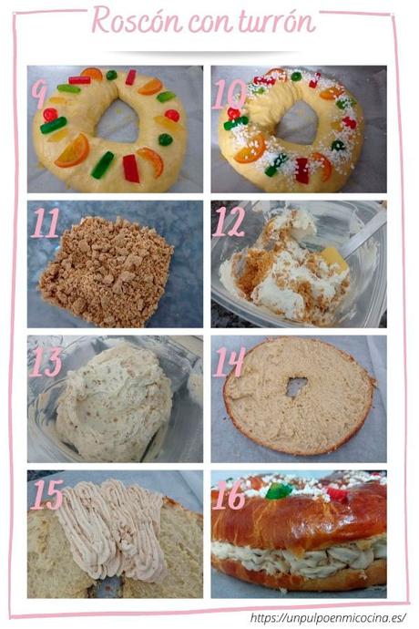 Roscón de reyes relleno de turrón de Xixona con robot de cocina