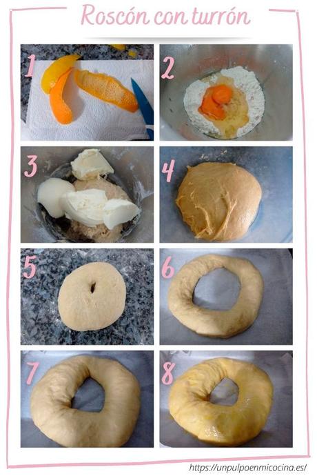 Roscón de reyes relleno de turrón de Xixona con robot de cocina