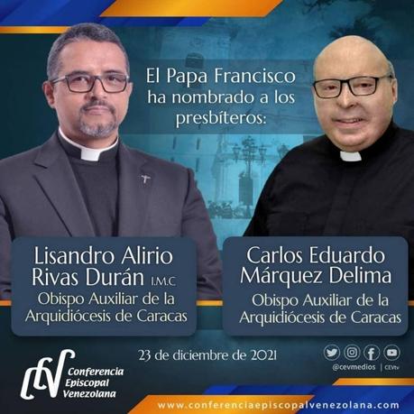 Papa Francisco nombró dos obispos auxiliares para la ciudad de Caracas