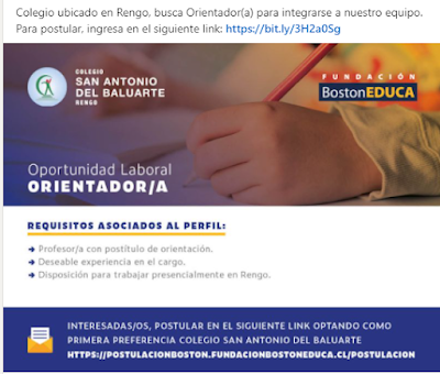 OPORTUNIDADES DE EMPLEOS PARA ORIENTADORES. SEMANA DEL 20 AL 26-12-2021.