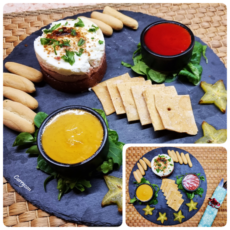 Timbal o milhojas de mousse de foie, membrillo y queso de cabra