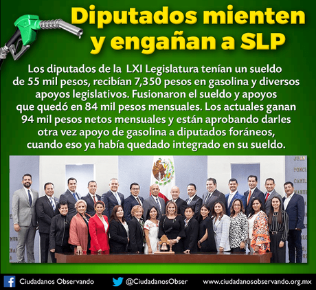 9 diputados se reparten 144 mil pesos mensuales en gasolina: Ciudadanos Observando